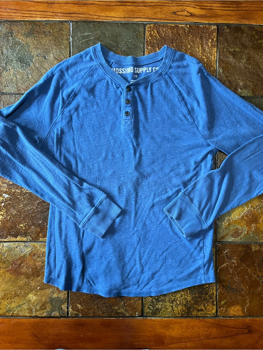Mossimo Supply Co. Blue Long-Sleeve Henley-Men’s L